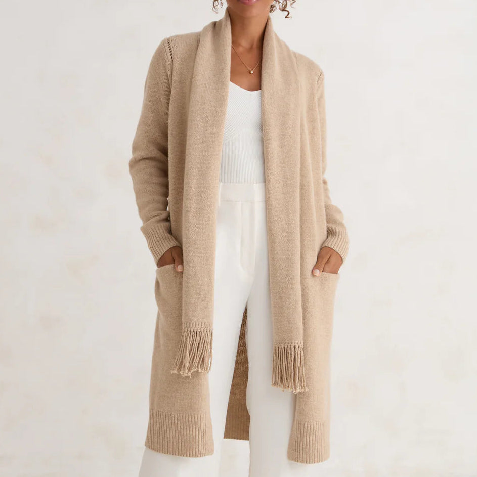 Ember Scarf Cardigan Taupe
