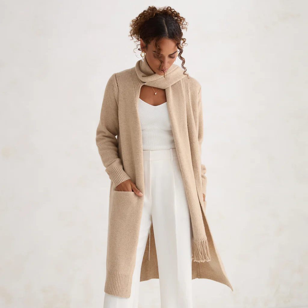 Ember Scarf Cardigan Taupe