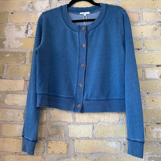 Daily Knit Denim Cardigan In Vintage Indigo