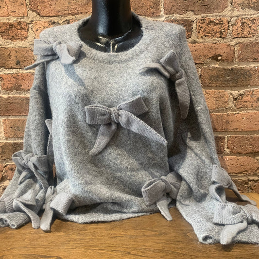 Bowtie Crewneck Grey Sweater