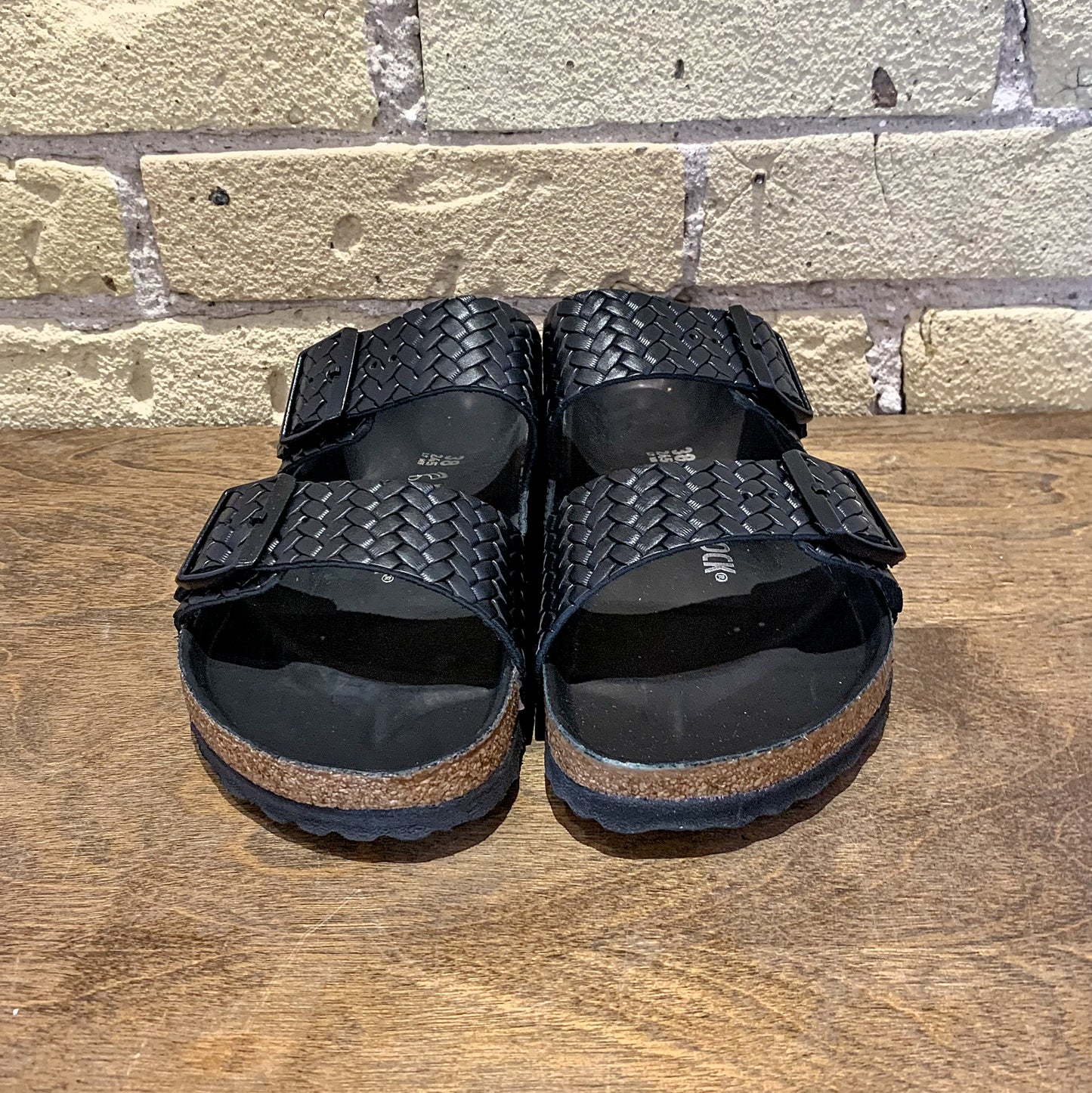 Arizona Woven Embossed Black Leather - shoostore