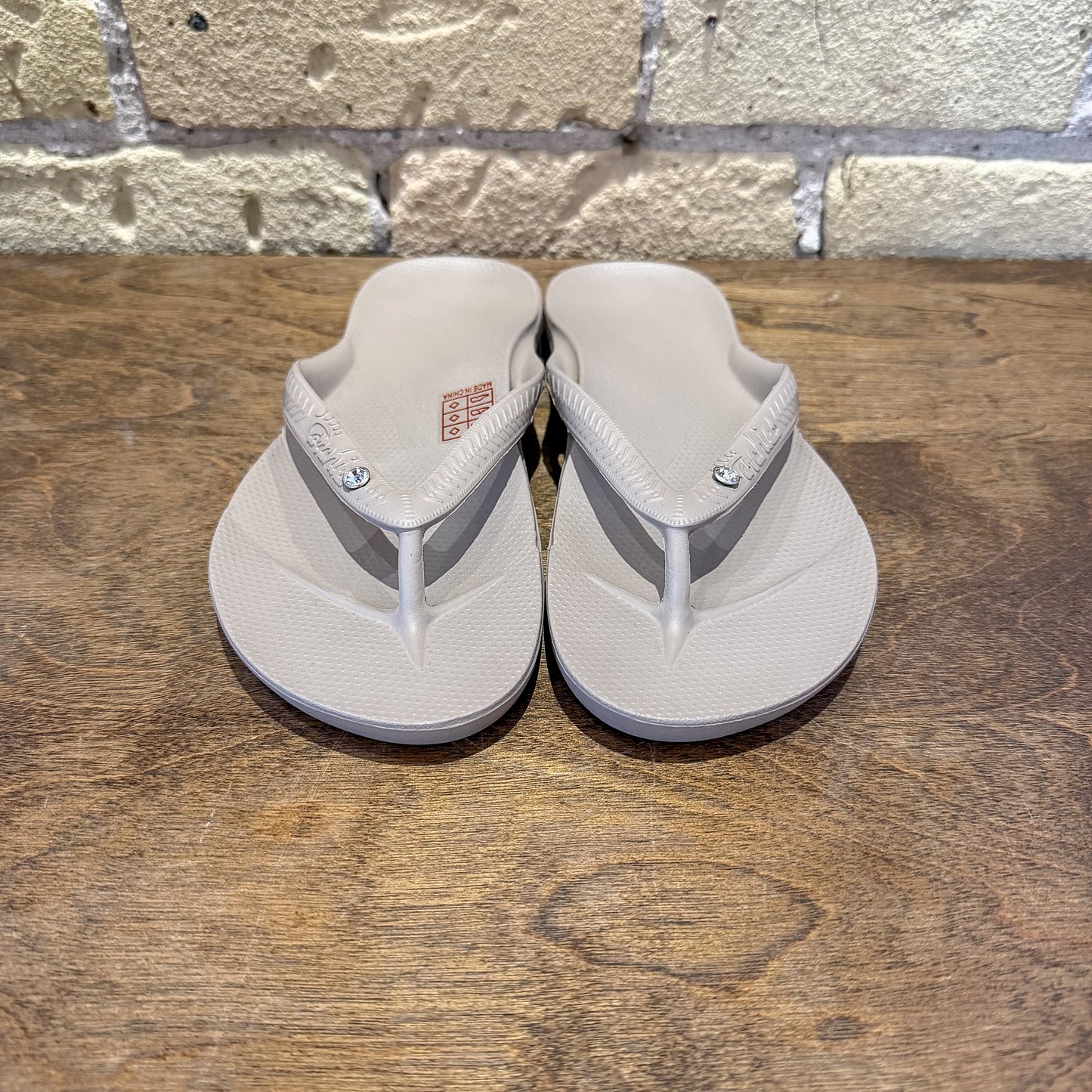 Archies Crystal Taupe - Arch Support Flip Flops