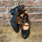 Janella Black Leather 2-Strap Heel