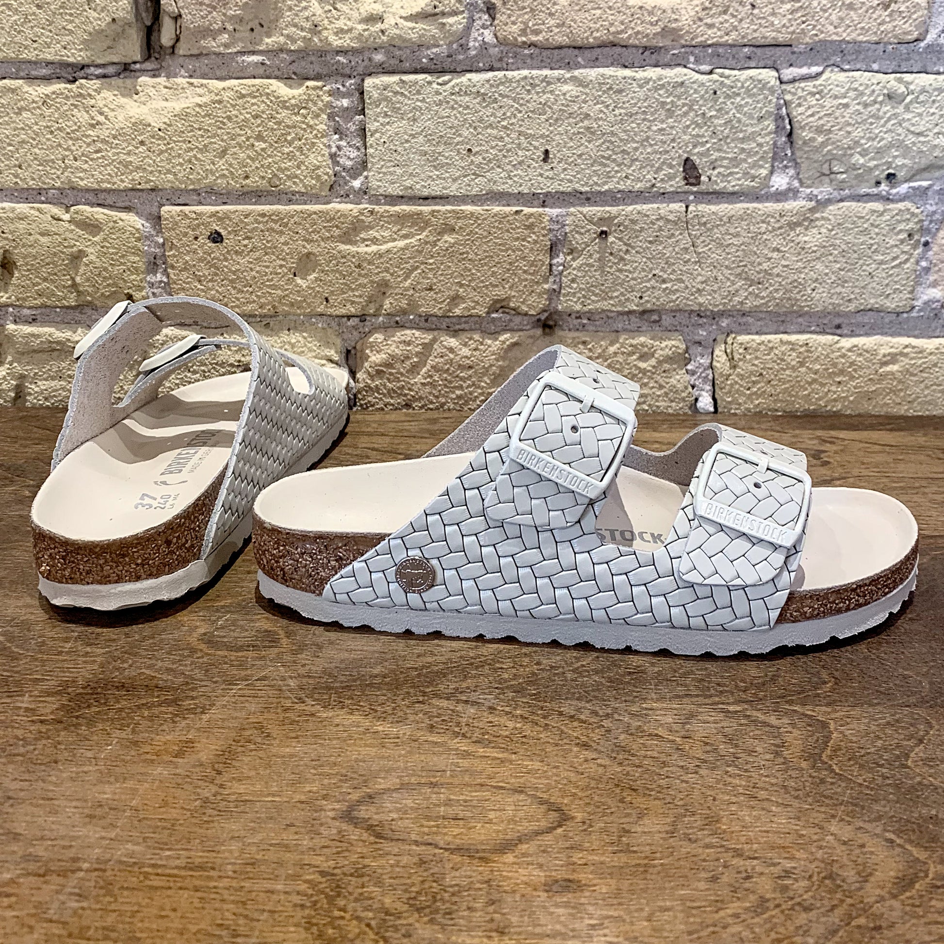 Arizona Woven Embossed Ecru Leather - shoostore