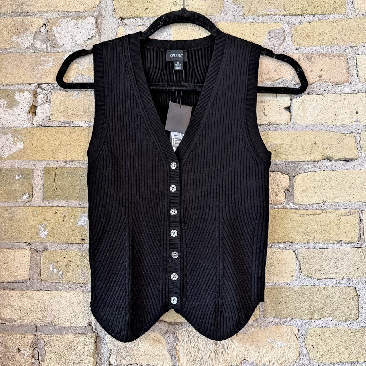 Current Air Ribbed Knit Vest Black - shoostore