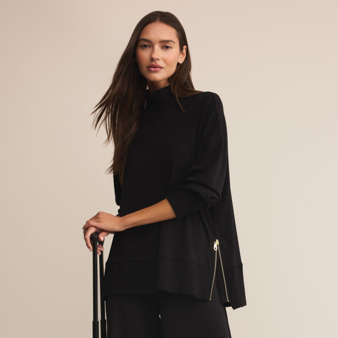 Z Supply Sable Rib Sweatshirt in Black