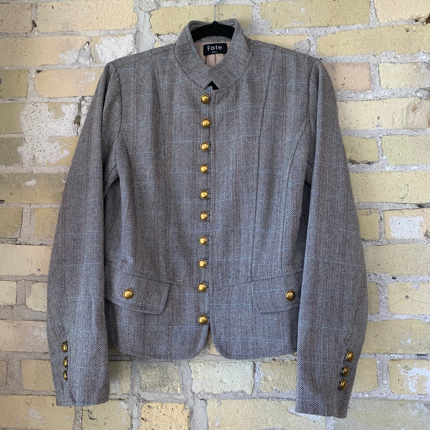 Fate Herringbone Stand Collar Jacket