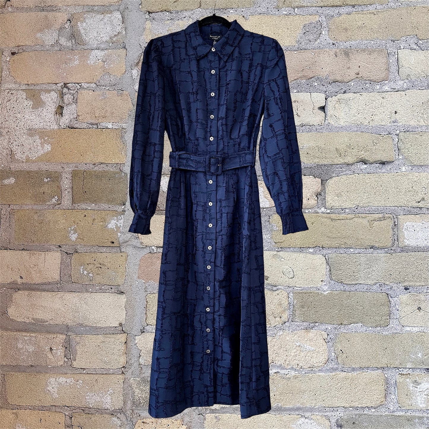 Current Air Navy Button-Down Midi Dress