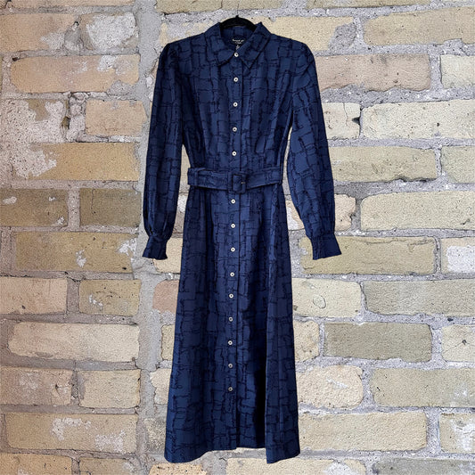 Current Air Navy Button-Down Midi Dress