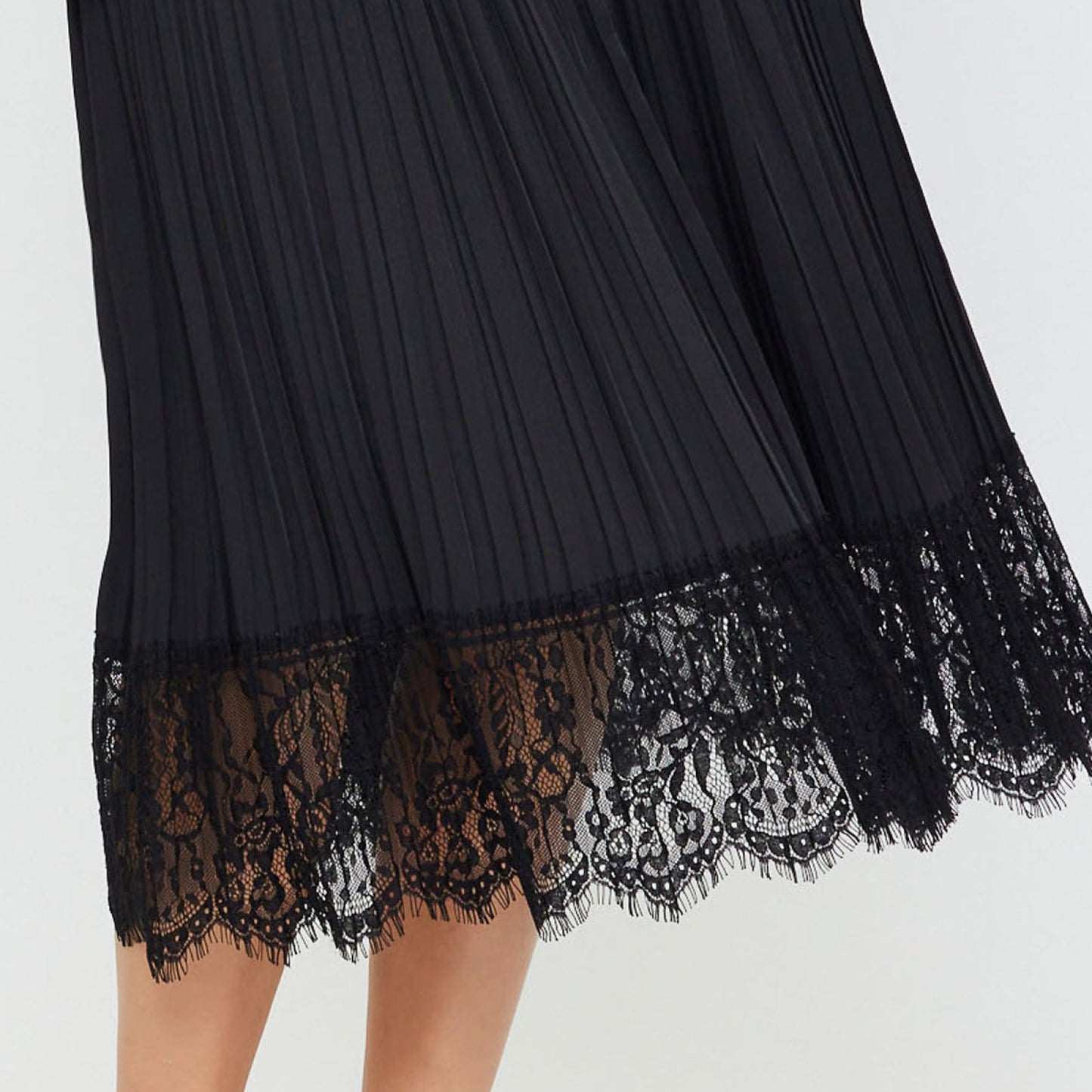 Current Air Black Long Skirt with Lace Detail
