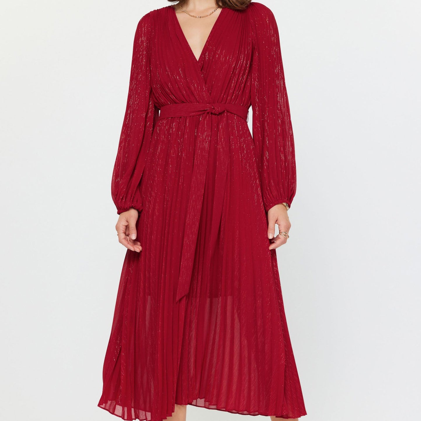 Current Air Red Flowy Midi Dress
