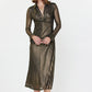 Current Air Black &  Gold V-neck Midi Dress
