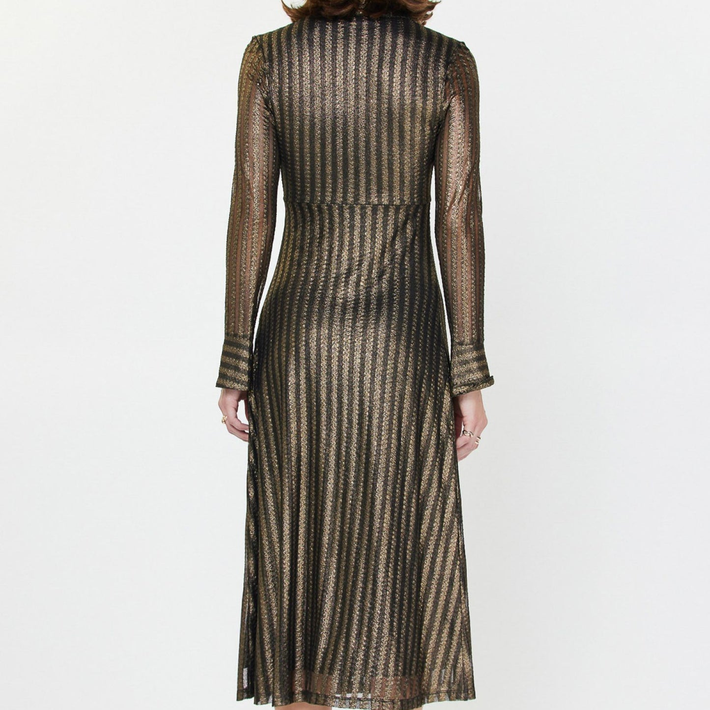 Current Air Black &  Gold V-neck Midi Dress