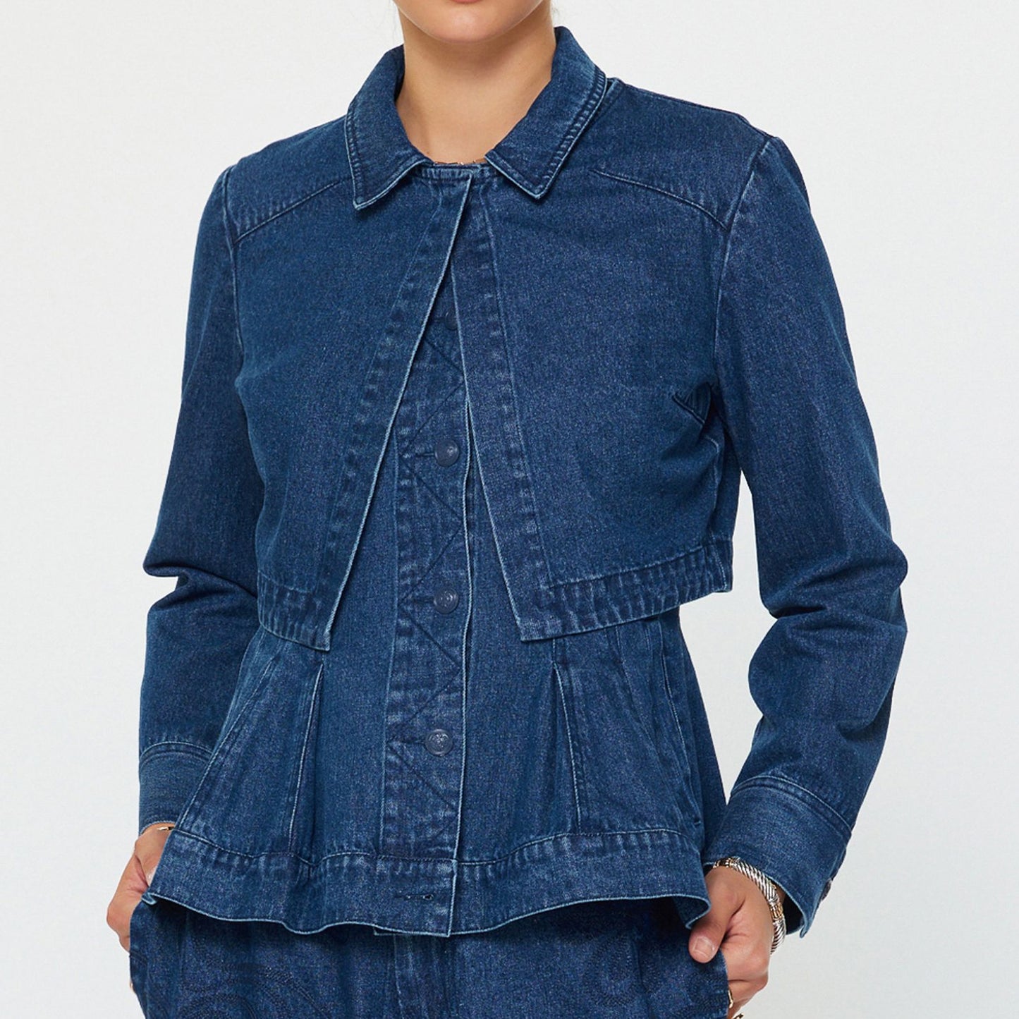 Current Air Layered Denim Jacket/Vest Set