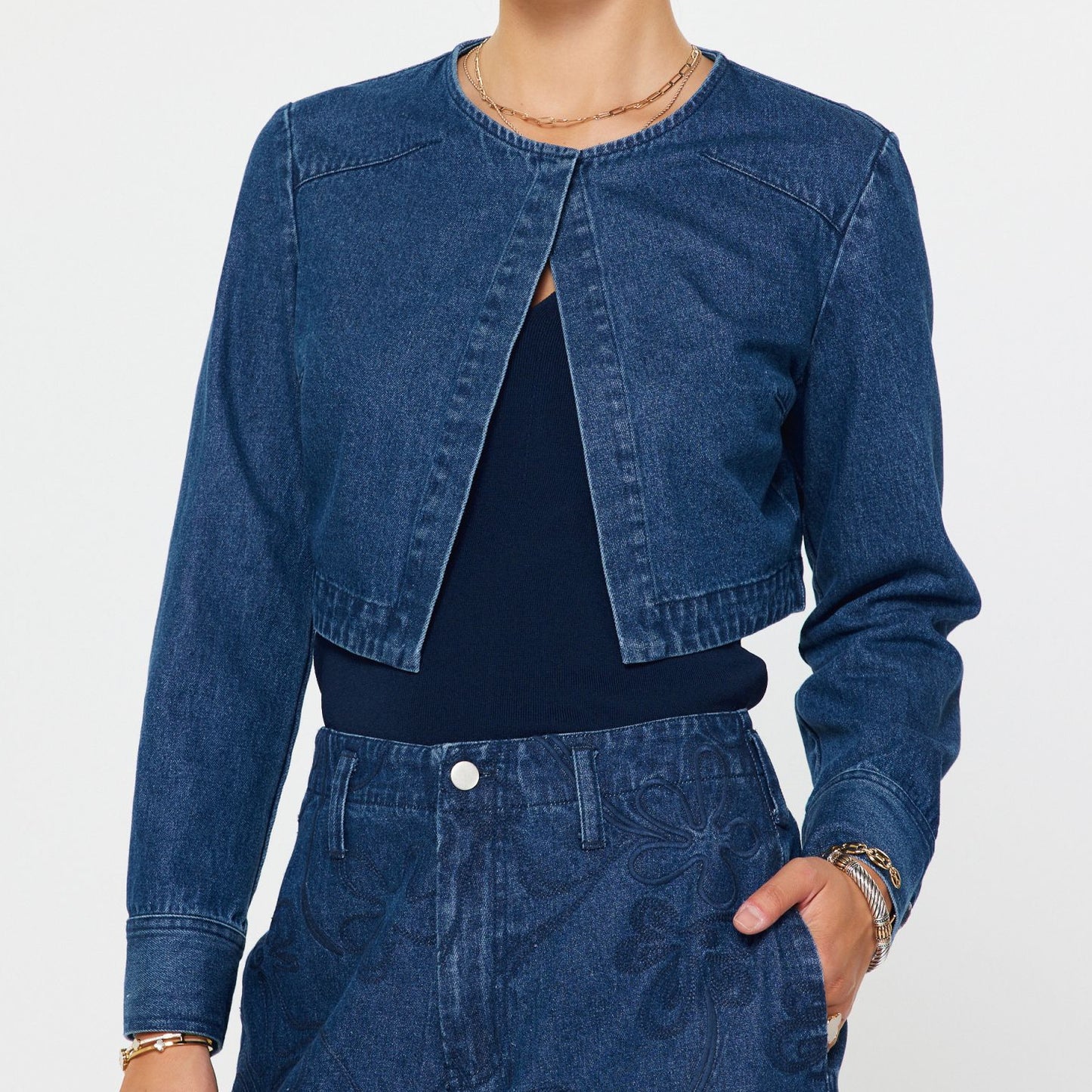 Current Air Layered Denim Jacket/Vest Set