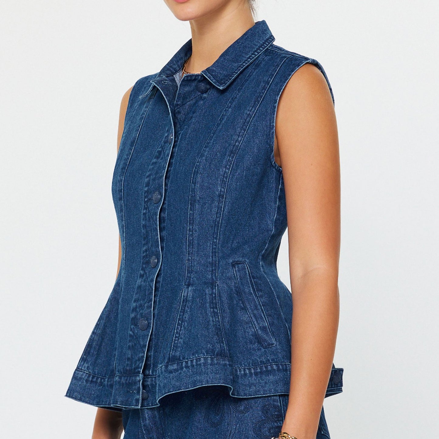 Current Air Layered Denim Jacket/Vest Set