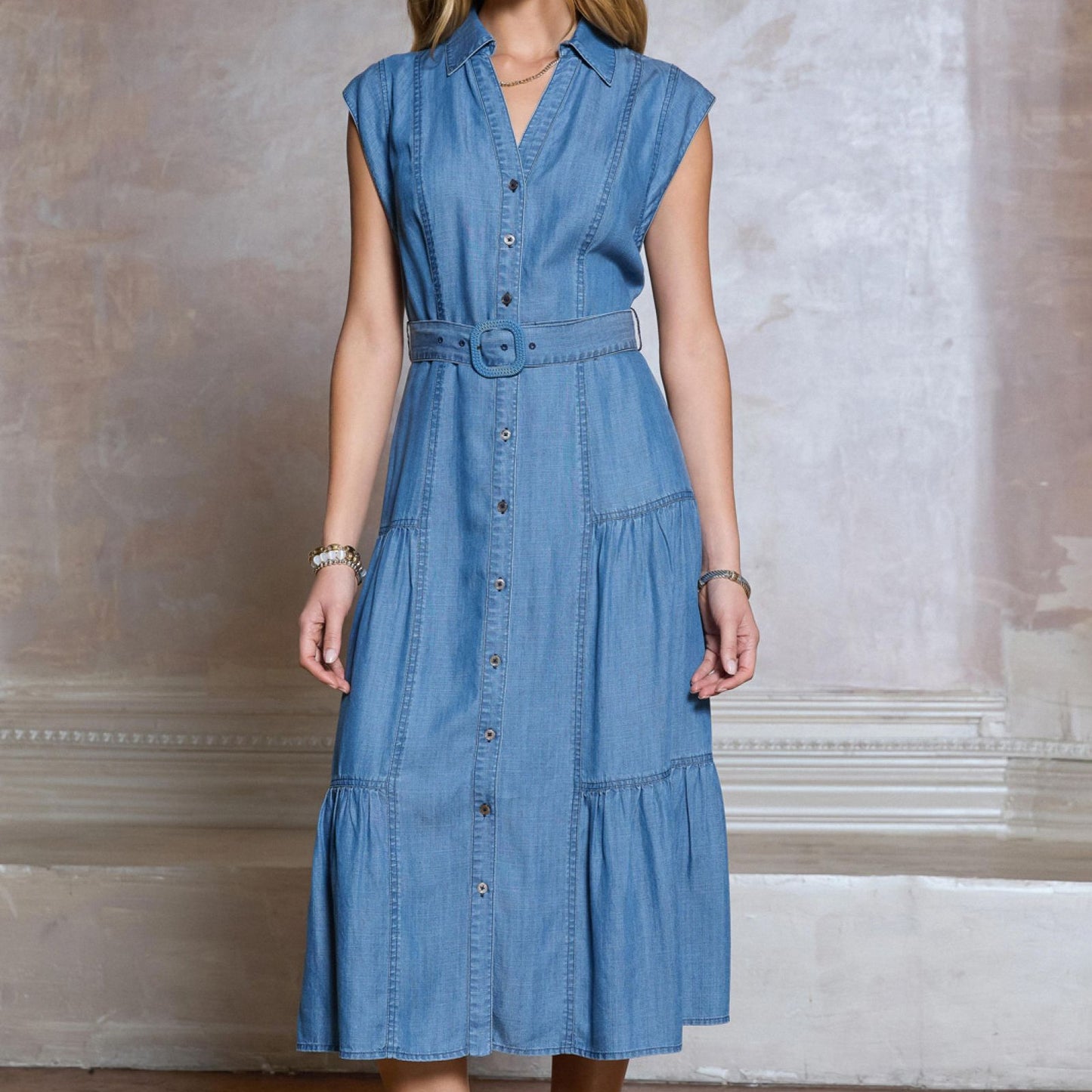 Current Air Chambray Button Down Dress - shoostore