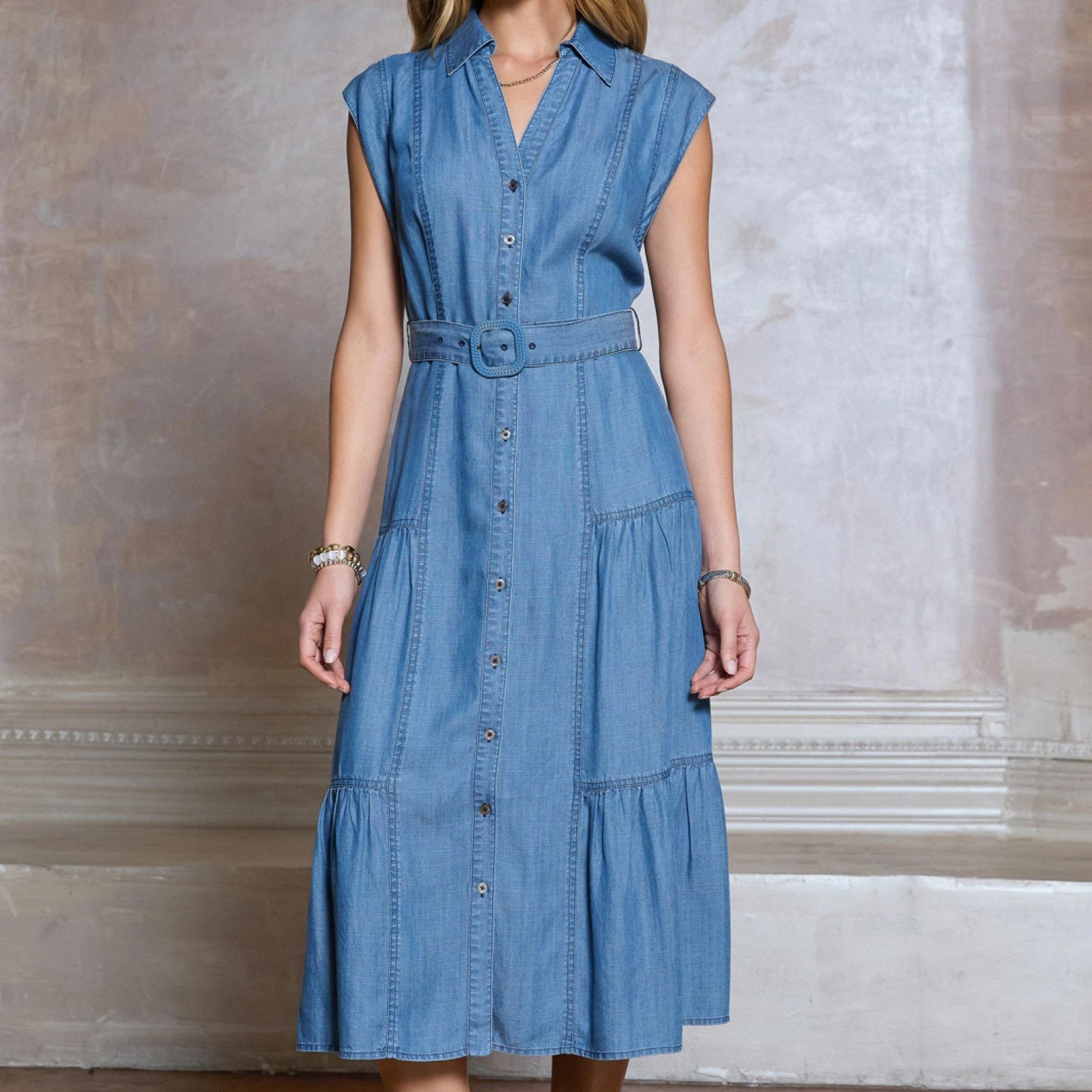 Current Air Chambray Button Down Dress - shoostore