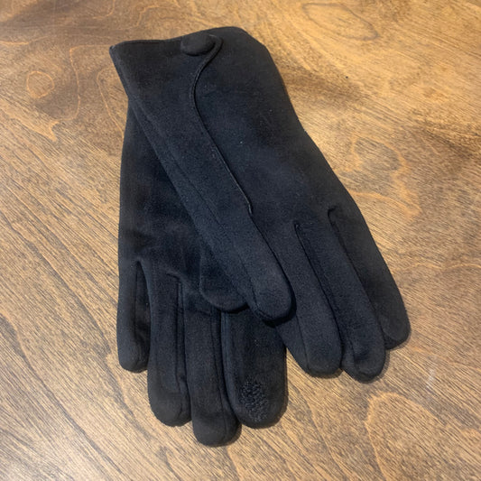 Wool Felted Gloves With Button Black