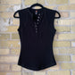 Mono B Micro-Ribbed Henley Tank Black