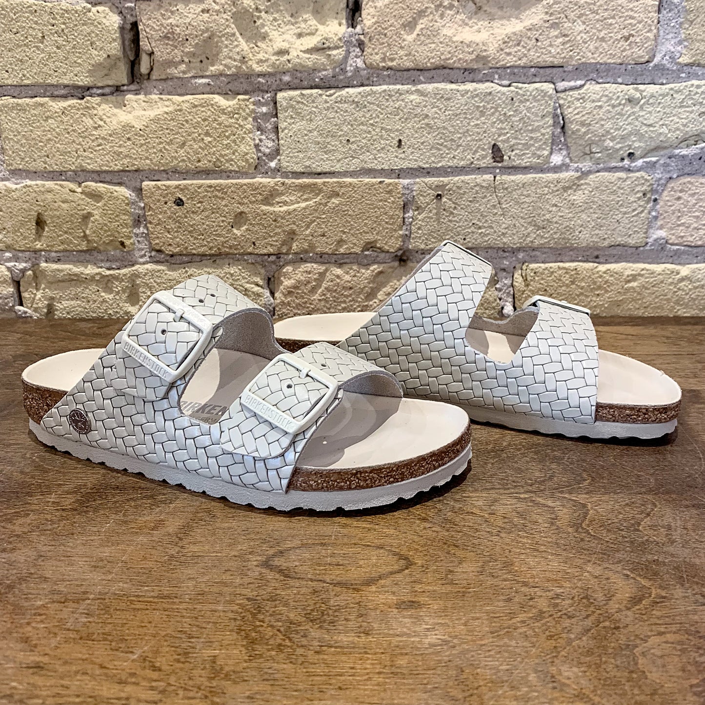 Arizona Woven Embossed Ecru Leather - shoostore
