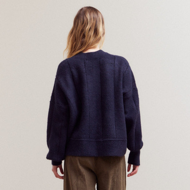 Grade & Gather Texture Grid Knit Sweater