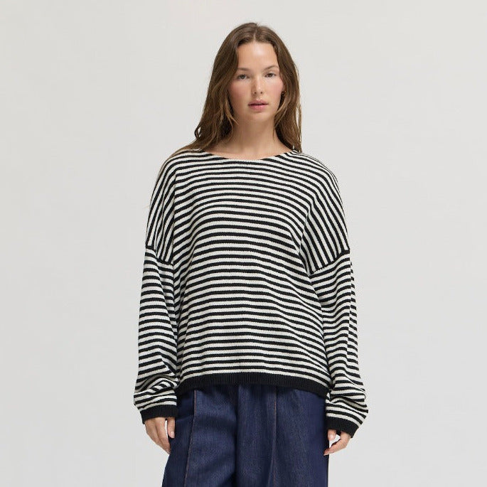 Grade & Gather Loose Striped Sweater - shoostore
