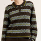Grade & Gather Diamond Knit Polo Sweater