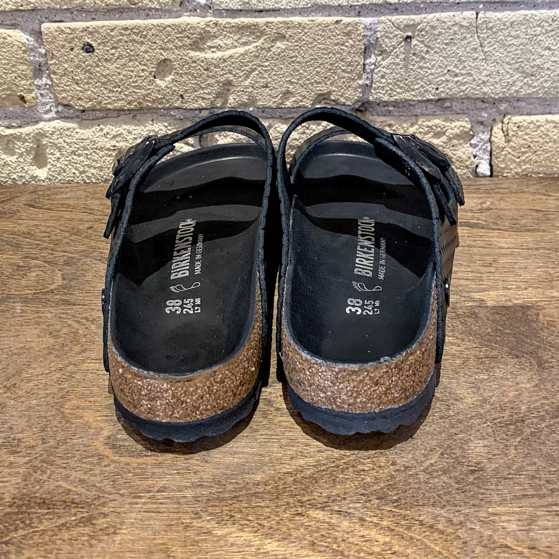 Arizona Woven Embossed Black Leather - shoostore