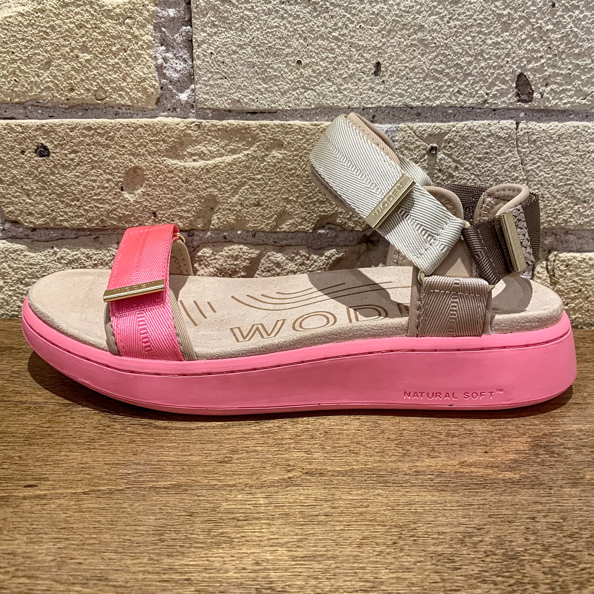 Woden Line Tricolor Sandals Raspberry Multi - shoostore