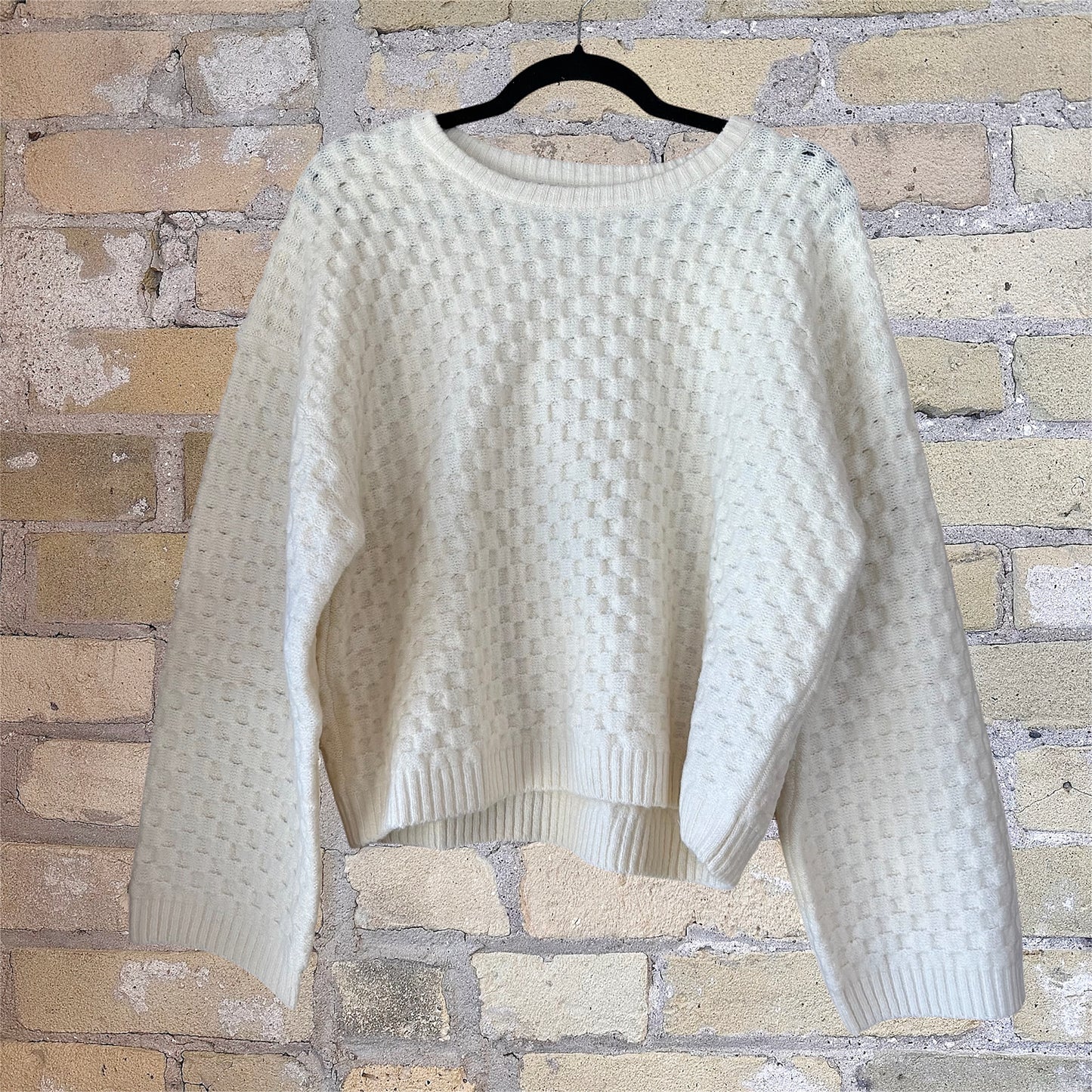 Grade & Gather Ivory Check Sweater