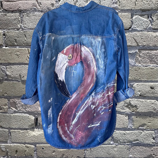 CC x Shoo Painted Denim Shirt - Flamingo