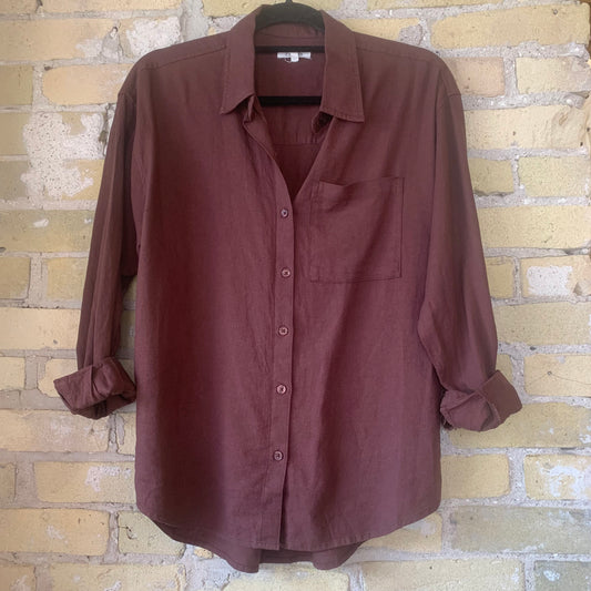 Z Supply Alfie Button Up Shirt Chocolate Cherry - shoostore
