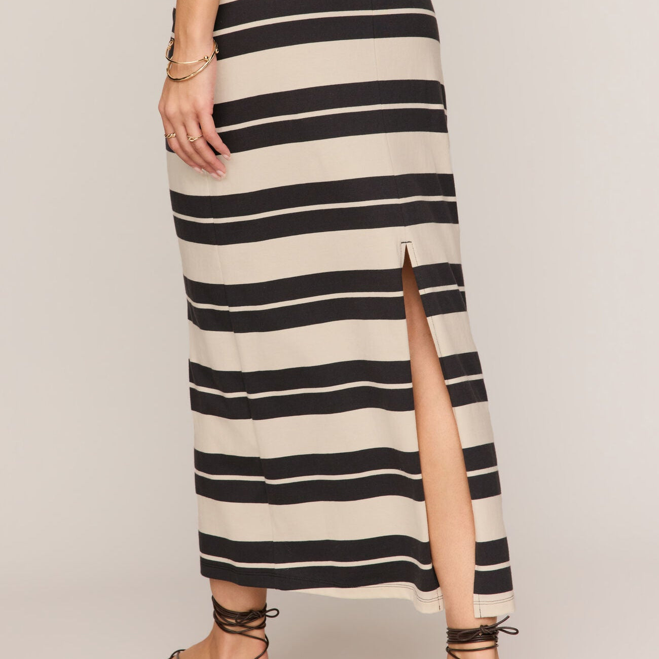 Gail Striped Jersey Midi Skirt - shoostore