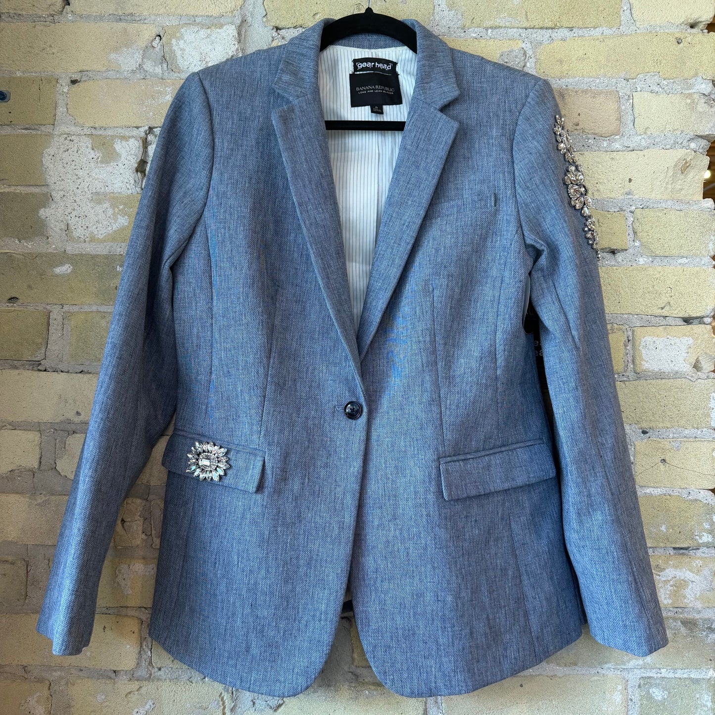 Gearhead Bling Sleeve Blazer Lt Blue