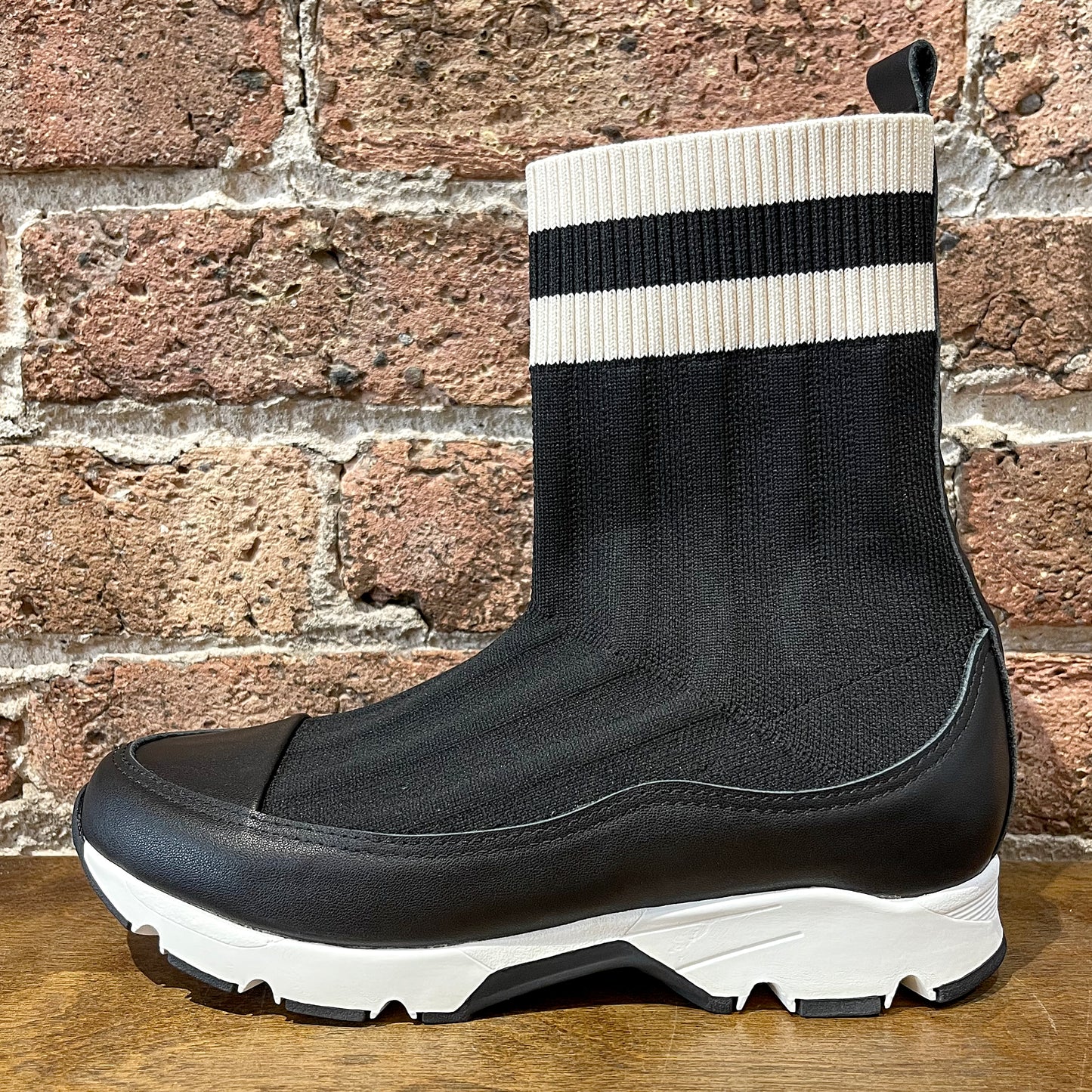 All Black Stripey Sock Bootie