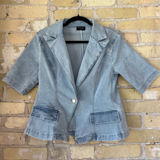 Fate Short Sleeve Denim Blazer - shoostore