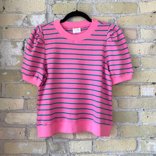 Fate Striped Puff Sleeve Top