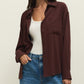 Z Supply Alfie Button Up Shirt Chocolate Cherry - shoostore