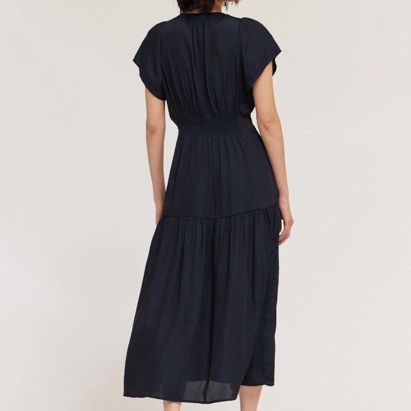 Grade & Gather Ruffle Satin Midi Dress - shoostore