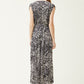 Grade & Gather Slit Skirt Dress in Black