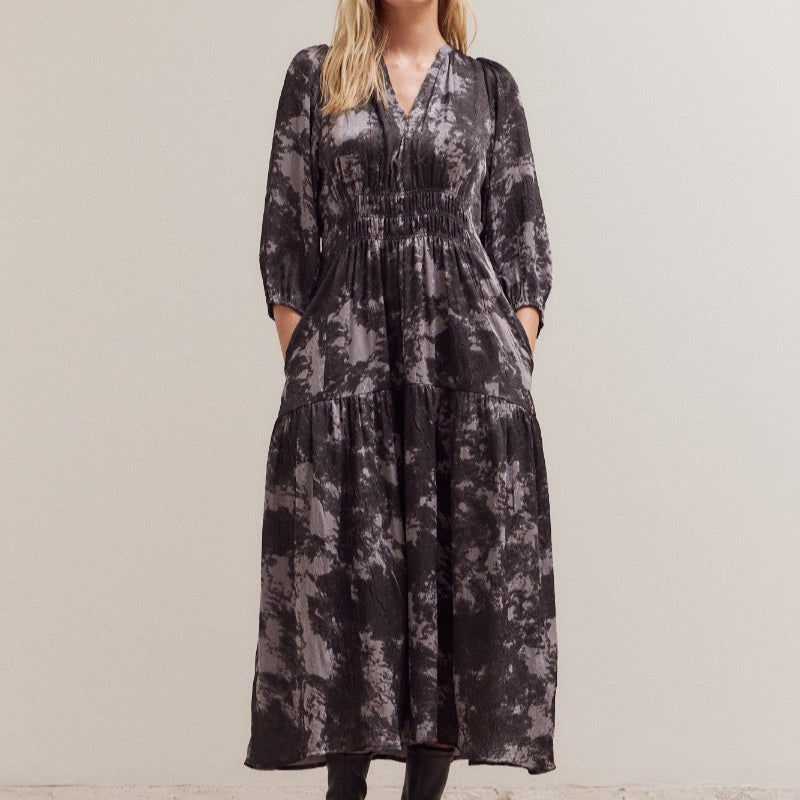 Grade & Gather Printed Midi Dress Slate