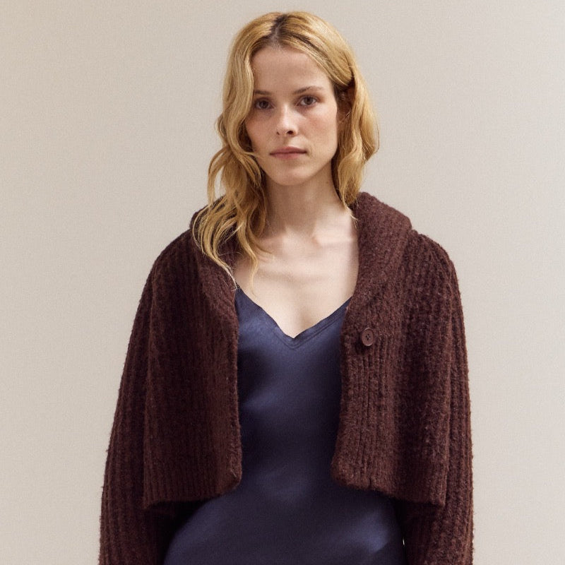 Grade & Gather Brown Shawl Collar Cardigan