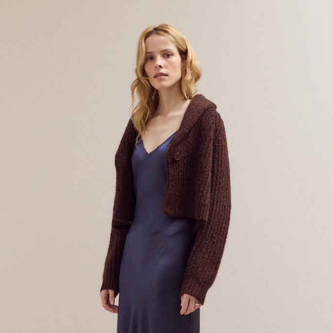 Grade & Gather Brown Shawl Collar Cardigan