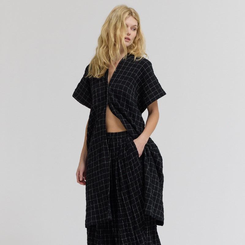Grade & Gather Gauze Button Front Dress - shoostore