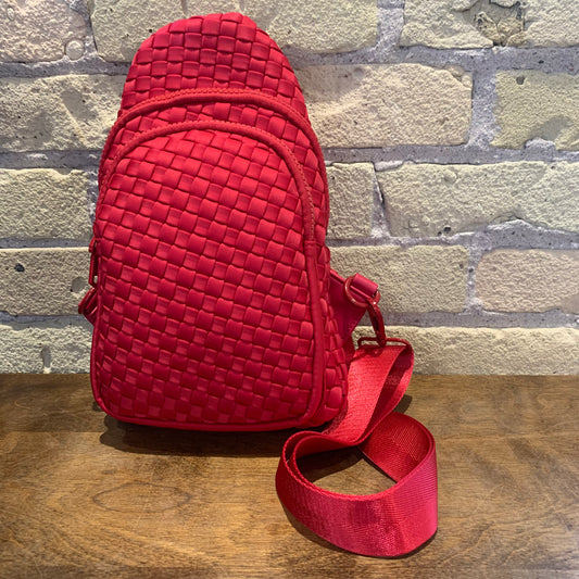 Beyond The Horizon - Woven Neoprene Sling Backpack Red
