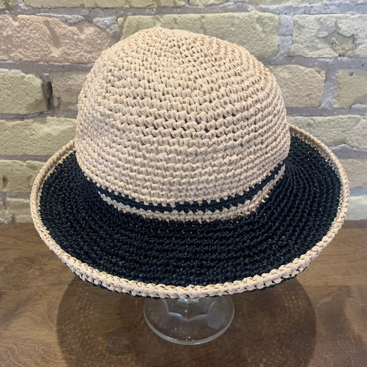 dot.s Natural Raffia Hat With Black