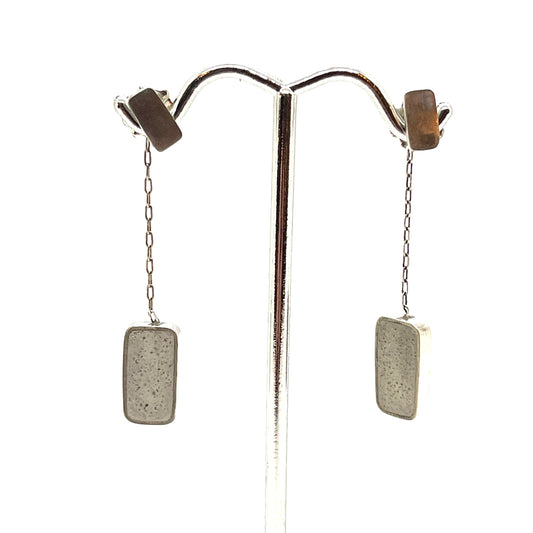 Effortless Concrete Dangle Rectangle Earring White