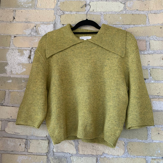 Grade & Gather Collar Knit Top Citron