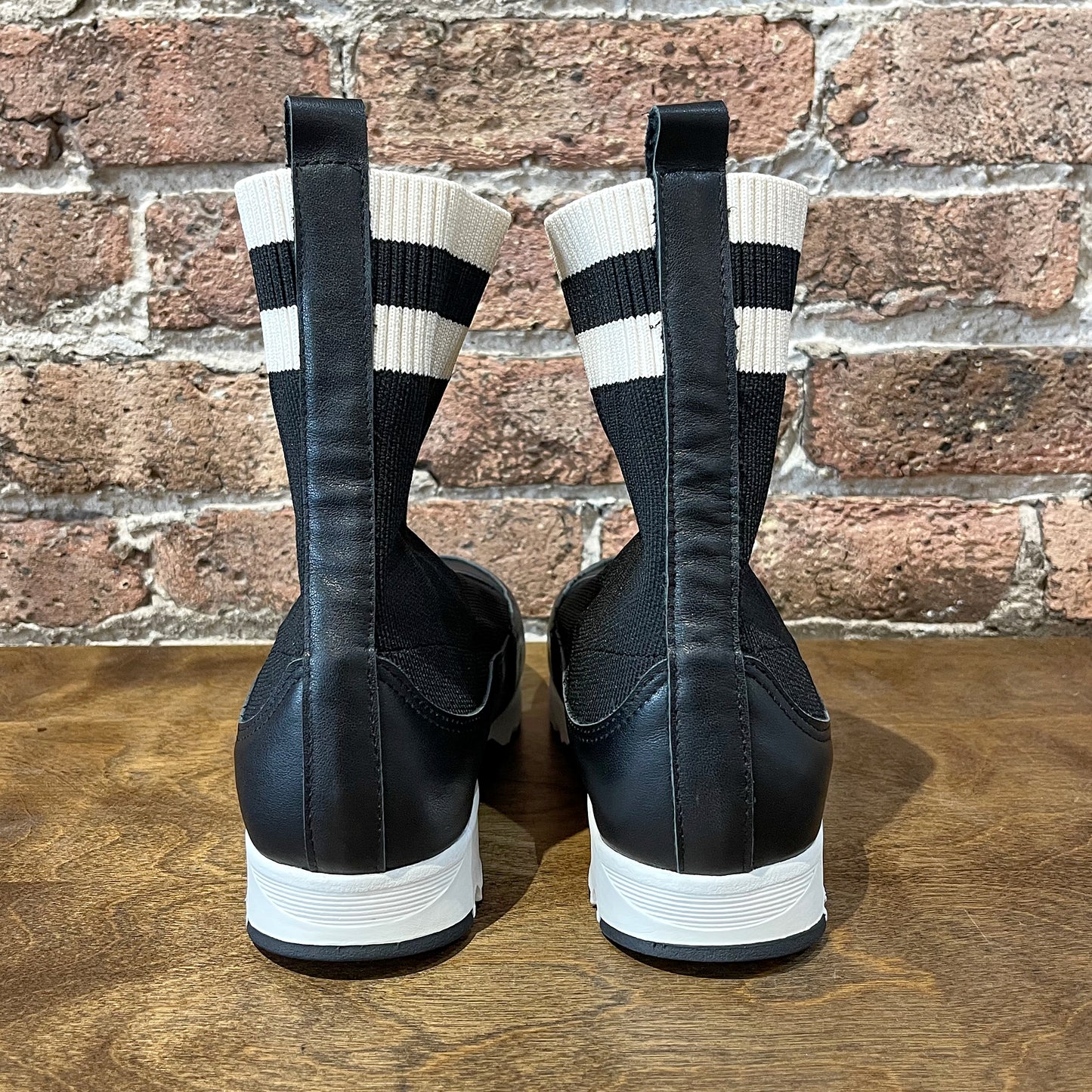 All Black Stripey Sock Bootie